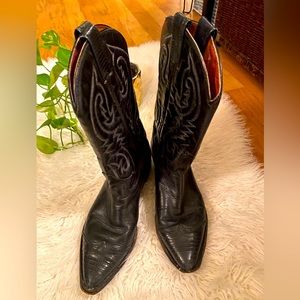 Black cowboy boots, size 8.5, leather